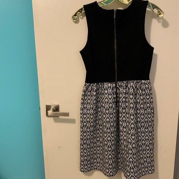 dress Madewell sz XS, EUC, fitted bodice, gathered skirt, geometric pattern - Picture 3 of 15
